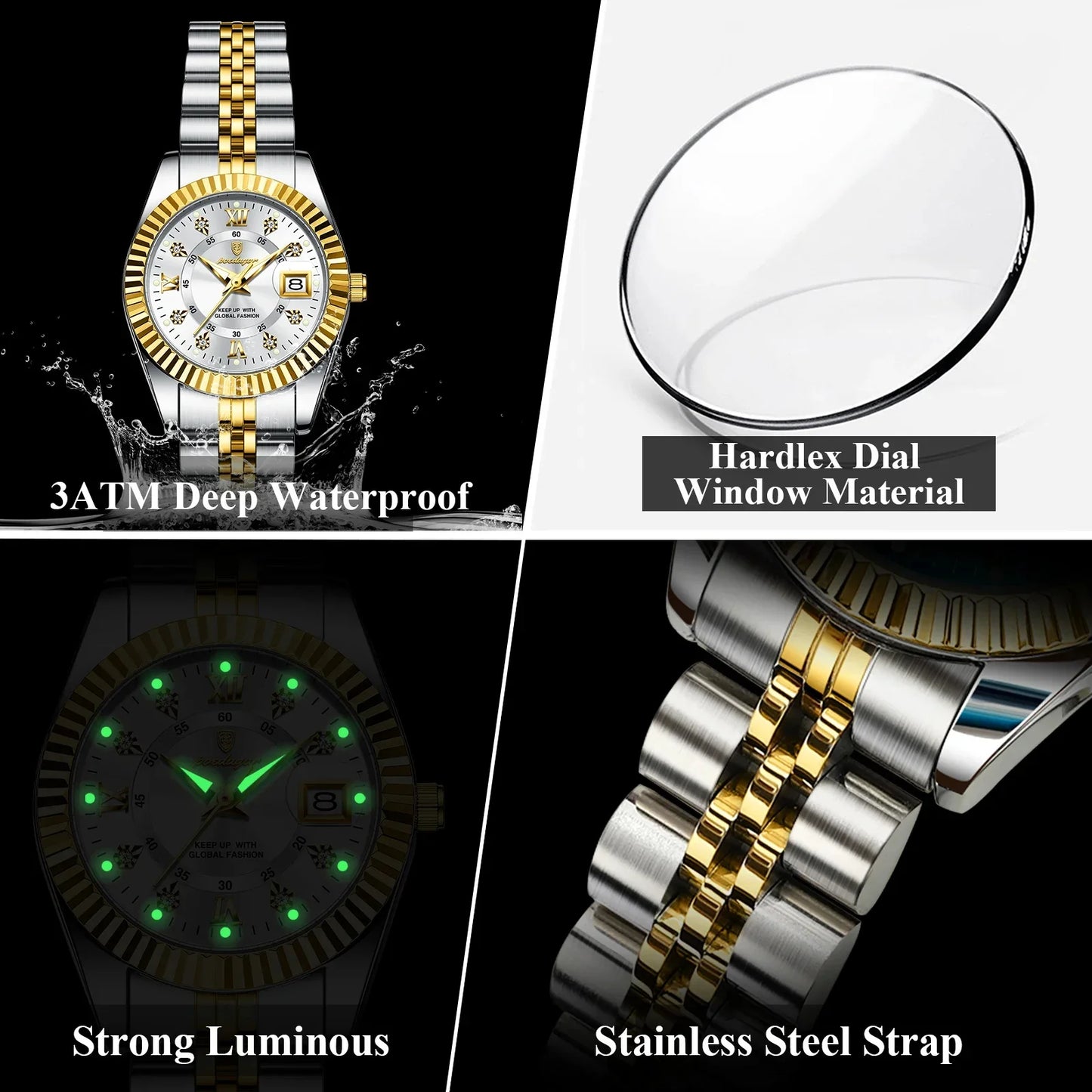 POEDAGAR 780 Luxury Elegant Watch Waterproof Women Watch Luminous Date
