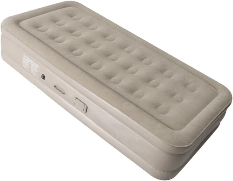 Beige inflatable mattress on a white background